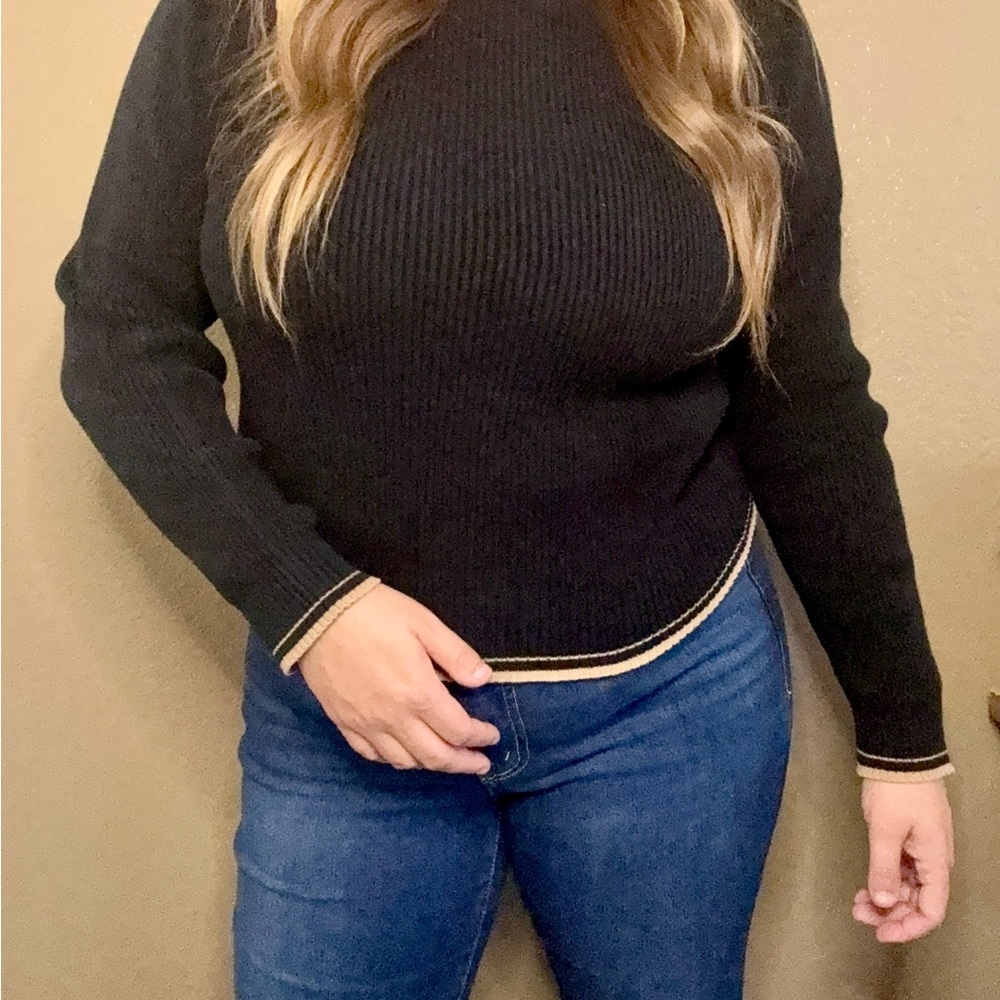 Banana Republic Black Ribbed Turtleneck Sweater